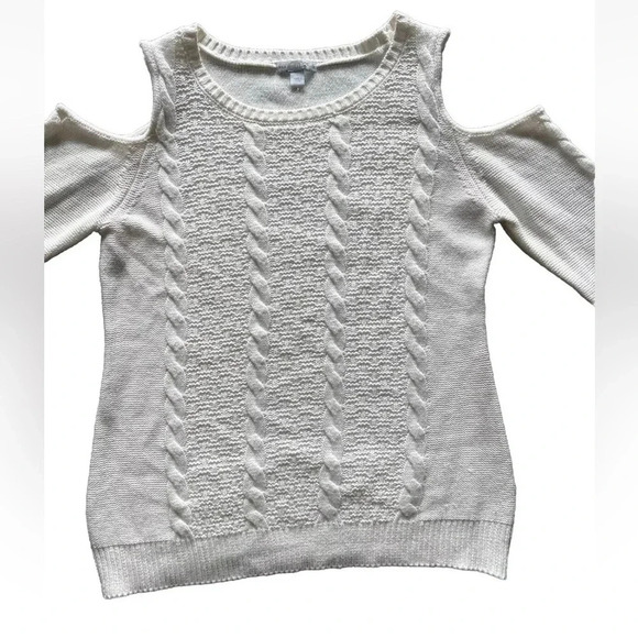 New York & Company Cold Shoulder Ivory Knit Sweater Women’s Medium - Picture 6 of 12